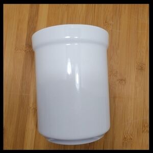 All White Utensil Holder Ceramic Pottery Crock Style